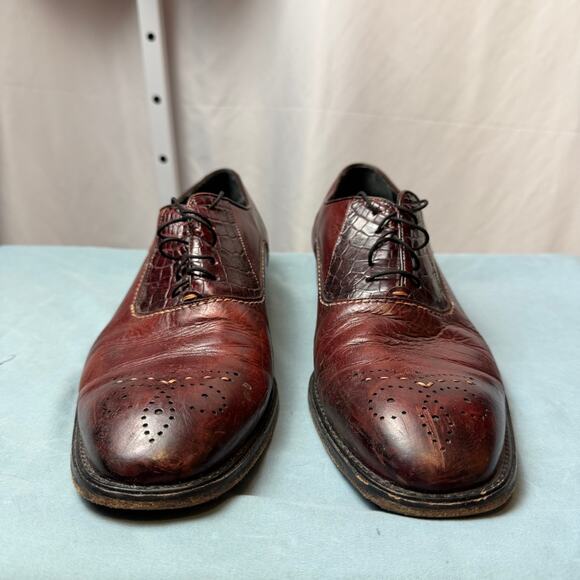 Belvedere Genuine Alligator Leather Oxford Dress Shoes Men’s 12 Burgundy Italy - Picture 2 of 8